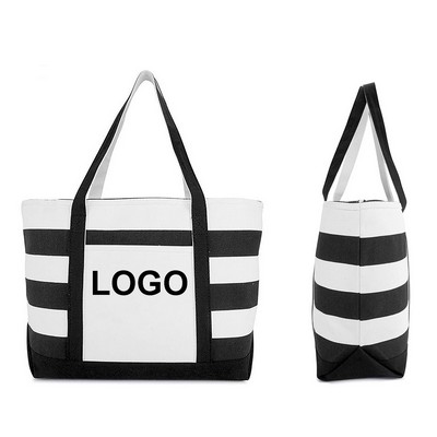 Striped Canvas Tote Bag