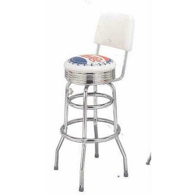 Double Chrome Ring Bar Stool w/Back- Seat & Back Logo