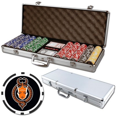 Poker chips set with aluminum chip case - 500 Full Color 8 Stripe chips